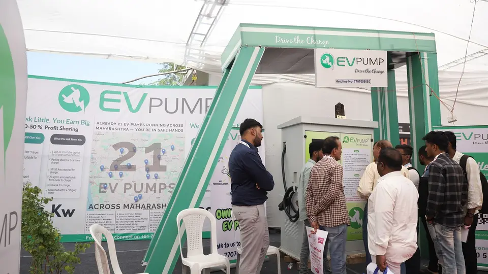 EV charging infrastructure booth at Maha Expo